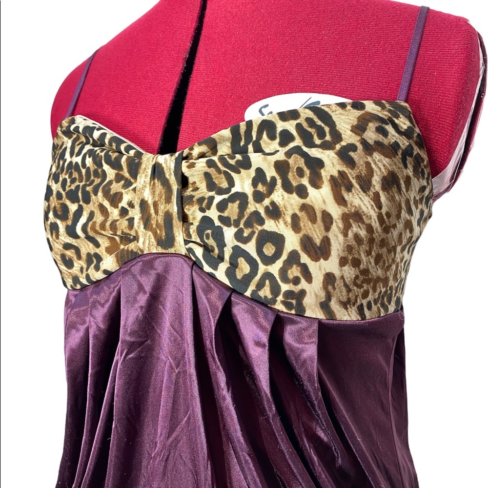 Vintage Satin Leopard Purple Baby Doll Lingerie Chemise Slip Pajama Dress Medium - Picture 3 of 12